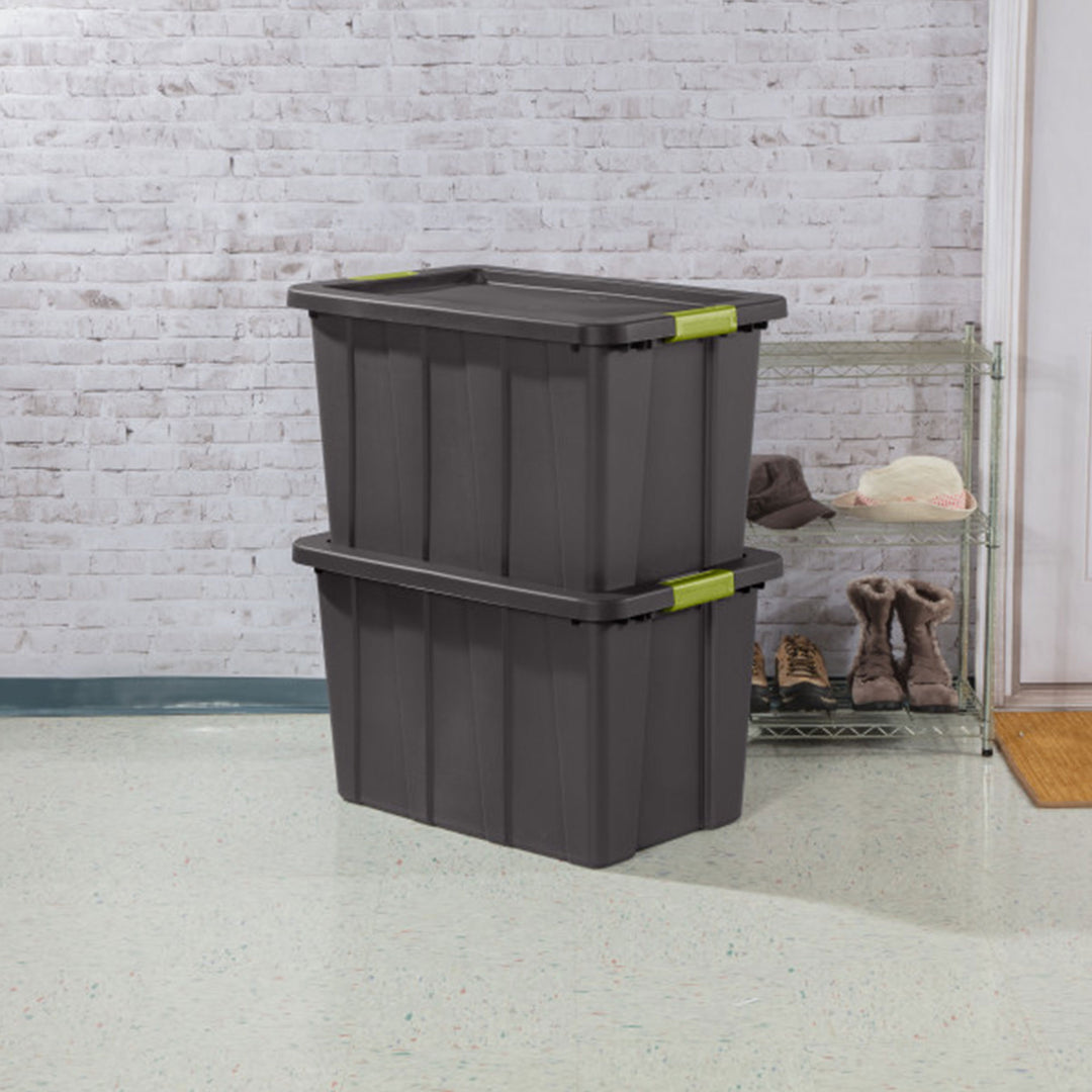 Sterilite 30 Gal Latching Tuff1 Stackable Storage Tote Bin w/ Latch Lid, 8 Pack