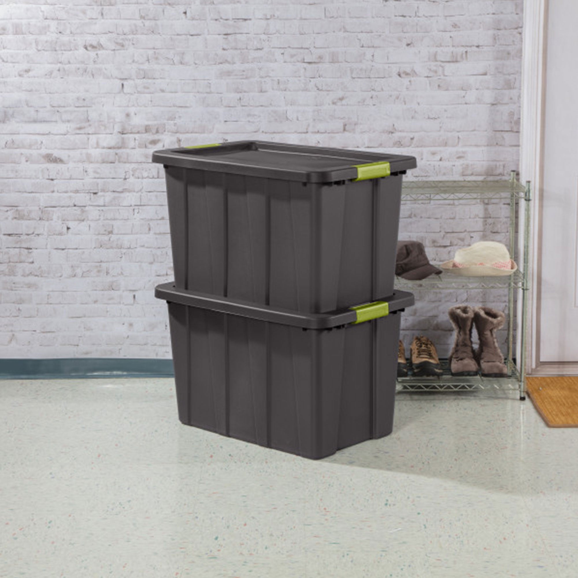 Sterilite 30 Gal Latching Tuff1 Stackable Storage Tote Bin w/ Latch Lid, 8 Pack