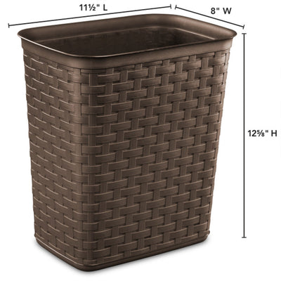 Sterilite Weave 3.4 Gallon Plastic Home/Office Wastebasket Trash Can (6 Pack)