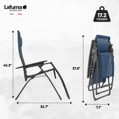Lafuma LFM3118-8547 Futura Gravity Outdoor Lounge Recliner, Ocean Blue(Open Box) - VMInnovations