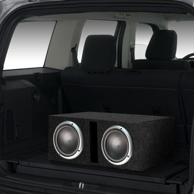 QPower QBASS Dual 12 Inch Heavy Duty Car Audio Subwoofer Enclosure Box, Charcoal - VMInnovations