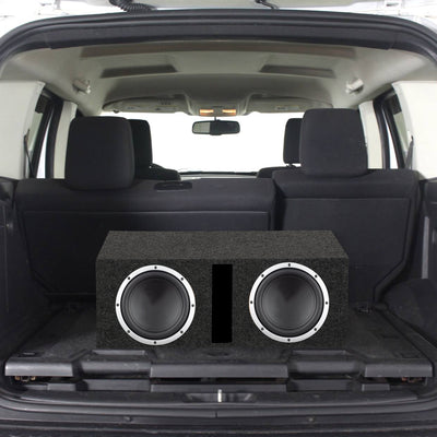 QPower QBASS Dual 12 Inch Heavy Duty Car Audio Subwoofer Enclosure Box, Charcoal - VMInnovations
