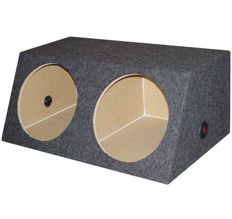 QPower QSMBASS12 Dual 12" Sealed Angled Subwoofer Box Speaker Enclosure (Used)