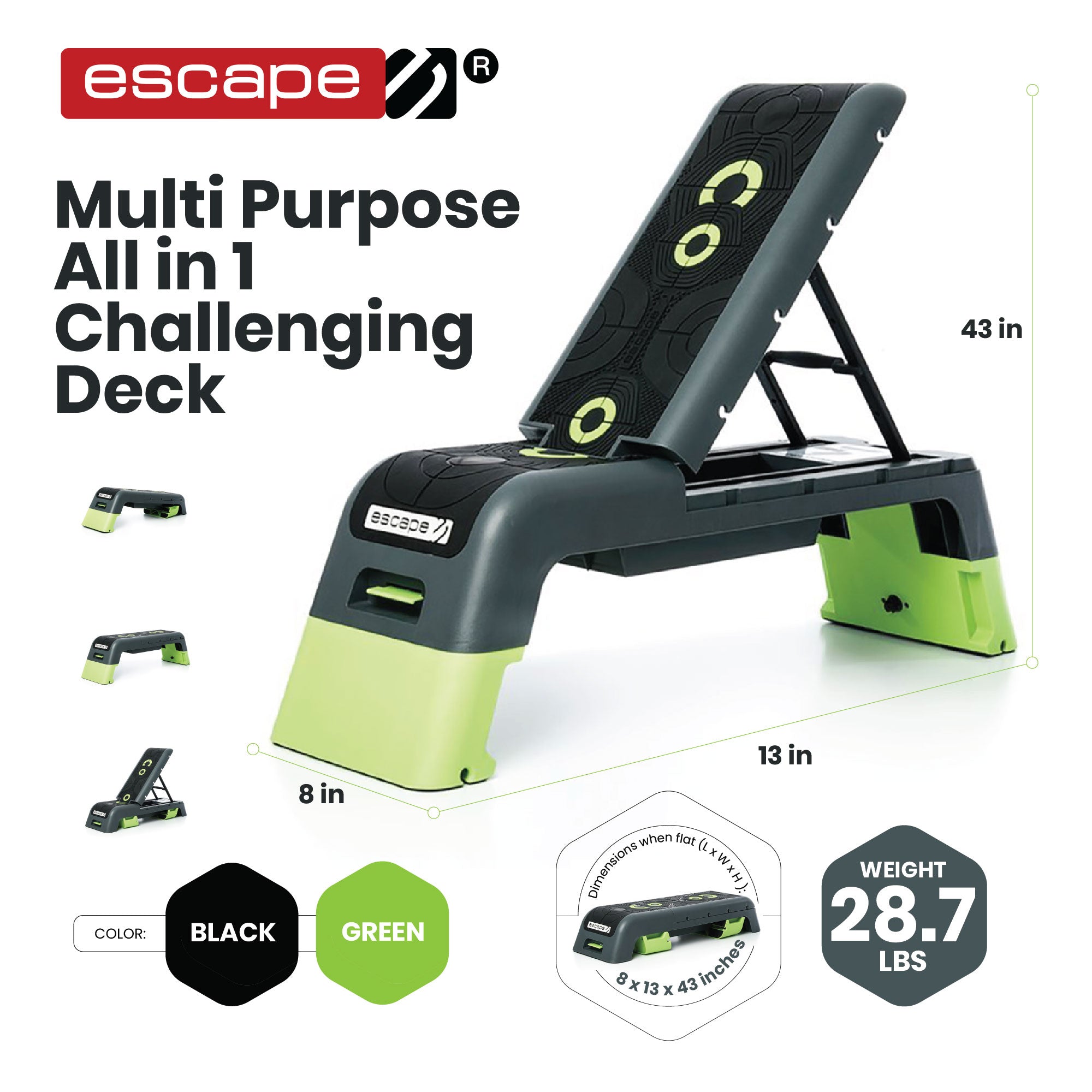 Escape Fitness Multi Purpose All in 1 Challenging Deck for Total Body Workout (Refurbished)