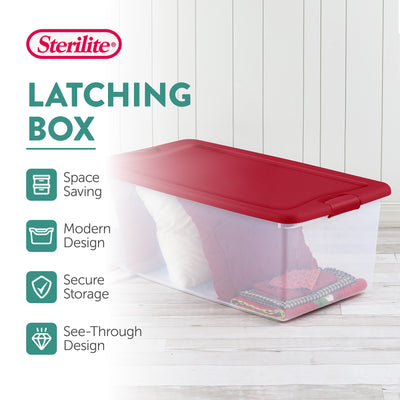 Sterilite 106-Quart Latching Box Plastic Stackable Storage Bin (4 Pack)
