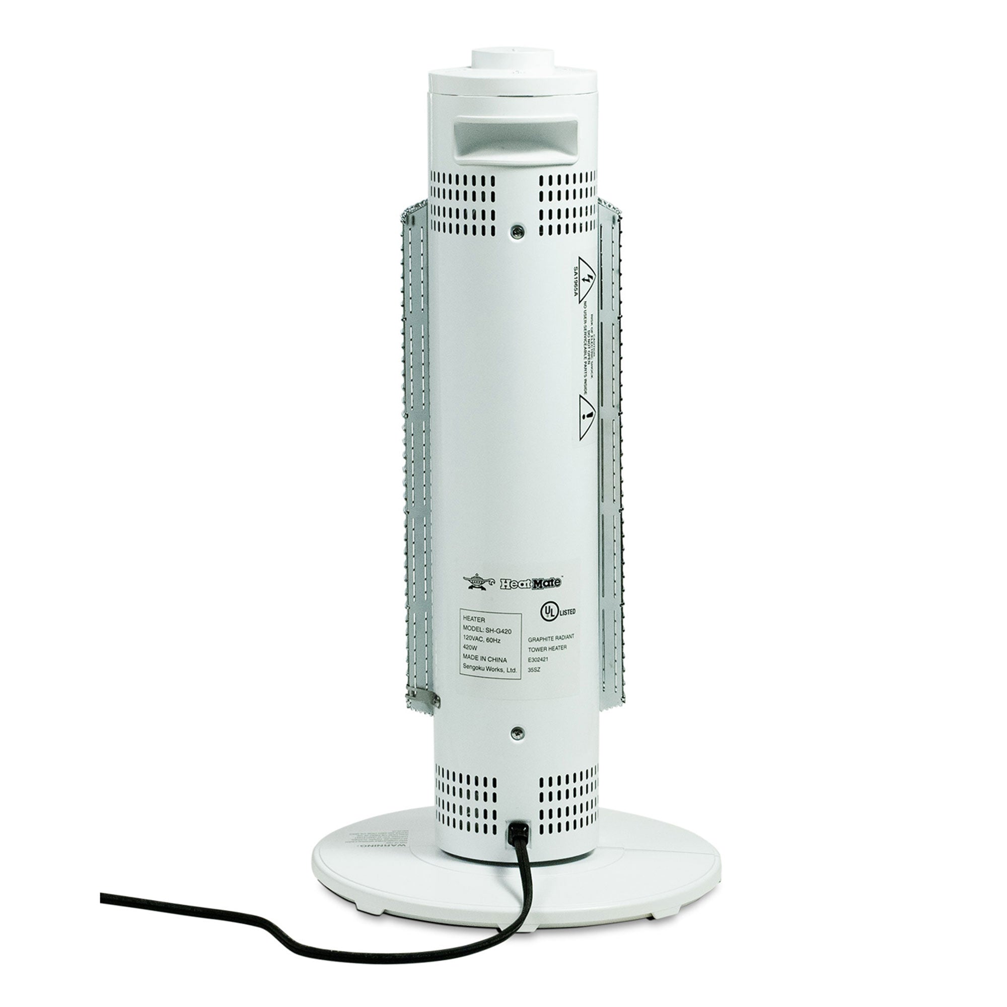 HeatMate Medium Sized Efficient Electric Graphite Tower Indoor Heater (Open Box)