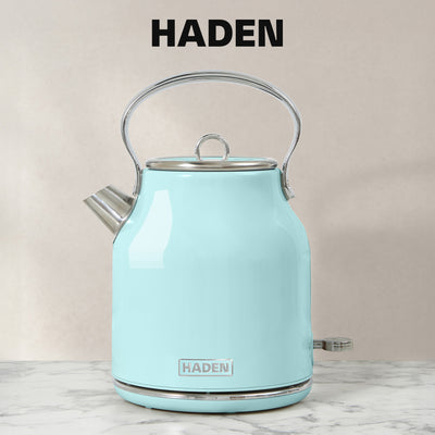 Haden Heritage 4 Slice Wide Slot Toaster & Electric Kettle, Turquoise & Chrome