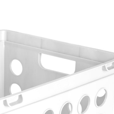 Sterilite Stackable File Storage Crate Organizers with Handles, White (6 Pack) - VMInnovations