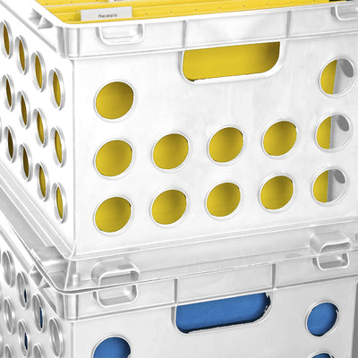 Sterilite Stackable File Storage Crate Organizers with Handles, White (12 Pack)