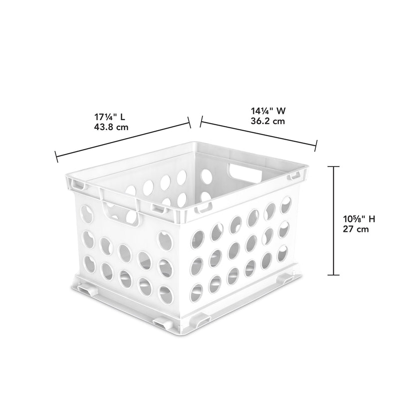 Sterilite Stackable File Storage Crate Organizers with Handles, White (12 Pack)