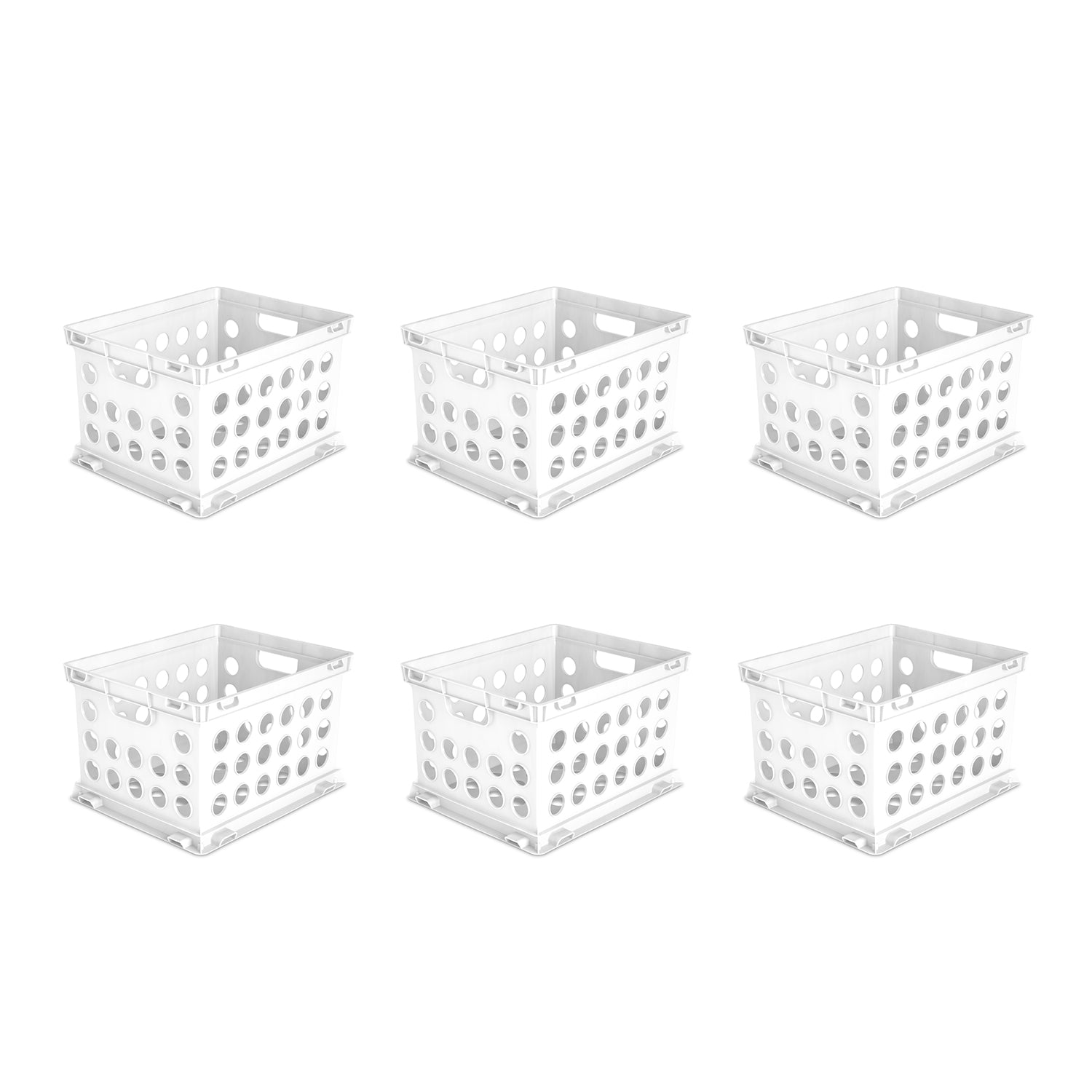 Sterilite Stackable File Storage Crate Organizers with Handles, White (6 Pack) - VMInnovations