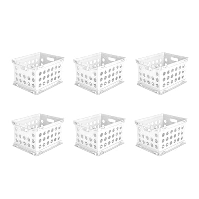 Sterilite Stackable File Storage Crate Organizers with Handles, White (6 Pack) - VMInnovations