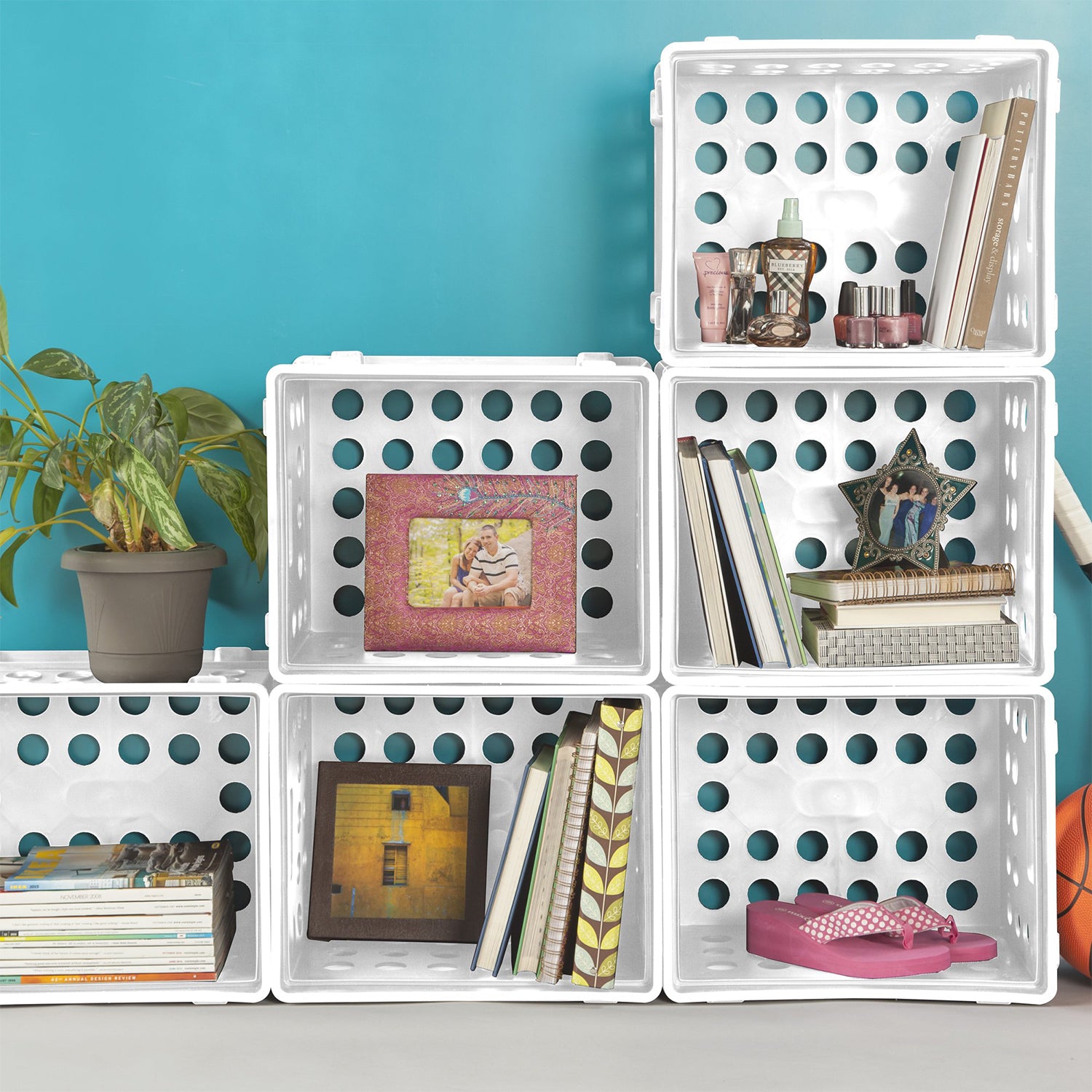 Sterilite Stackable File Storage Crate Organizers with Handles, White (6 Pack) - VMInnovations