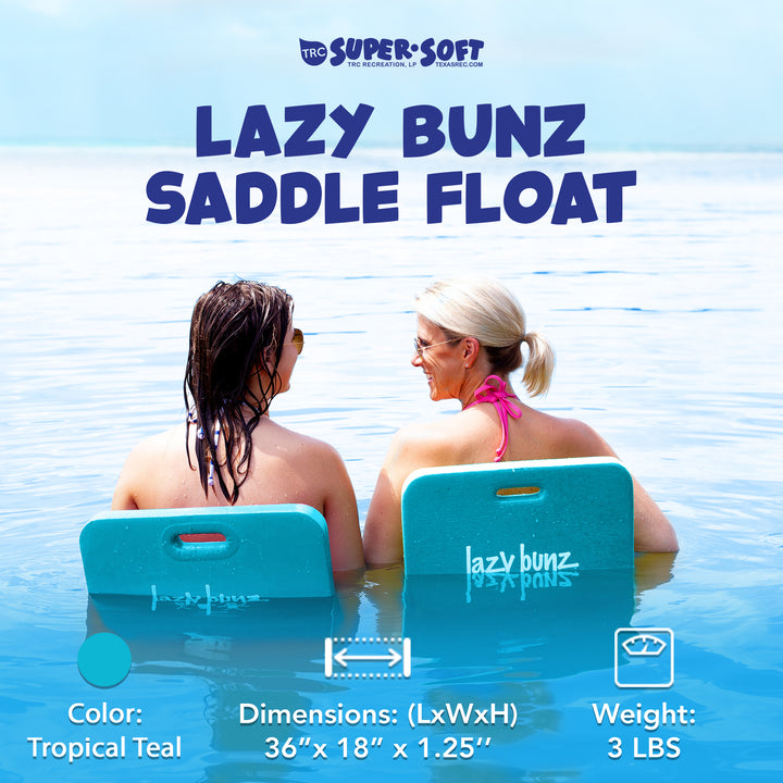 TRC Recreation Lazy Bunz Foam Water Saddle Pool Float, Tropical Teal (Open Box)