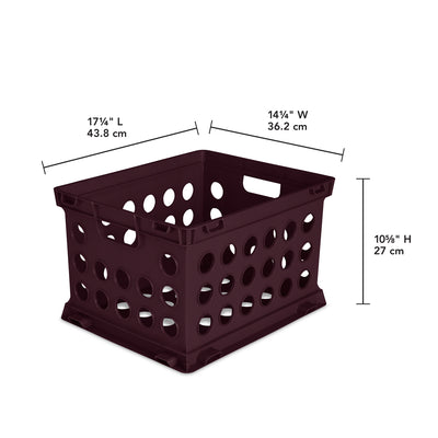 Sterilite 1693 Stackable File Storage Crate Organizers with Handles, Red