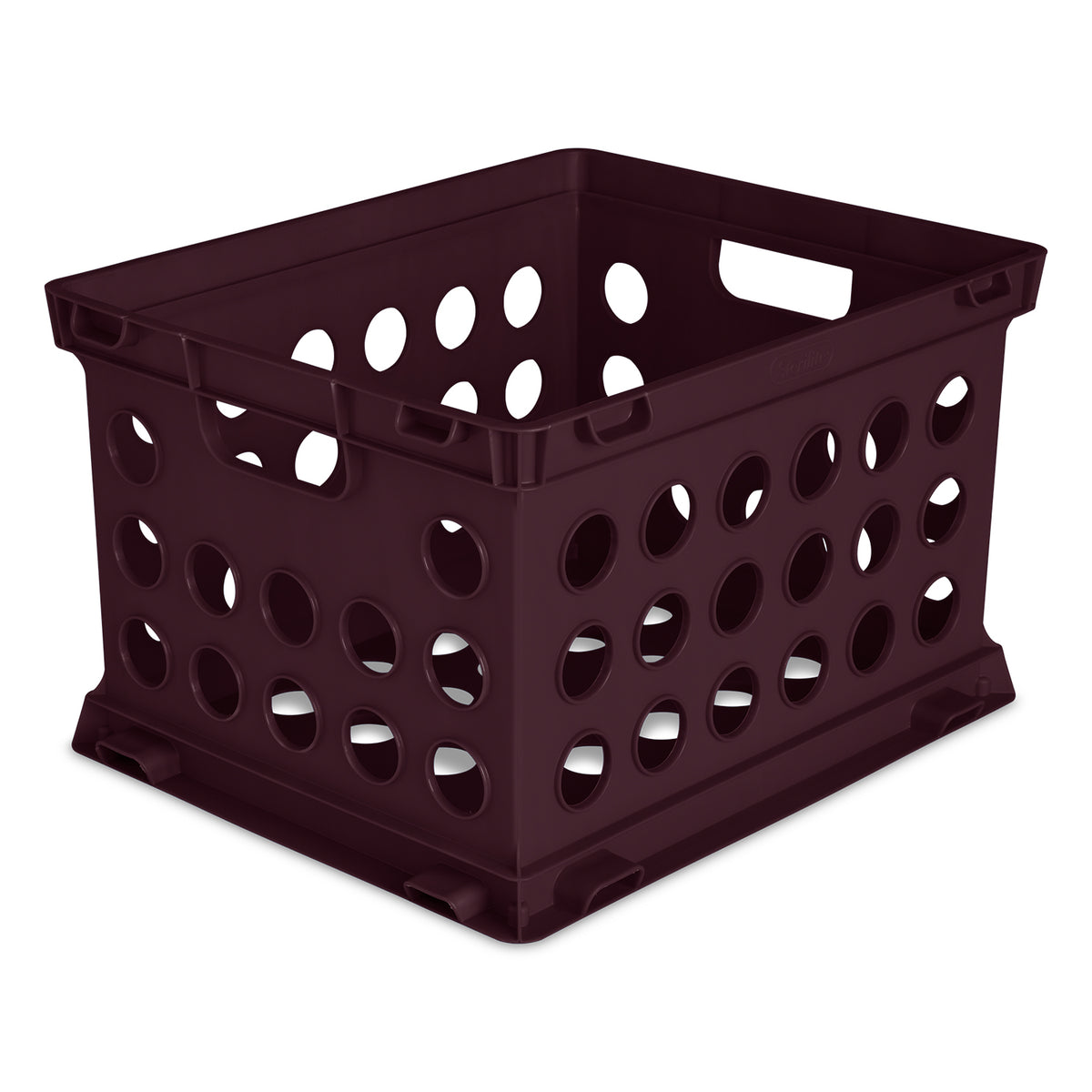 Sterilite 1693 Stackable File Storage Crate Organizers with Handles, Red