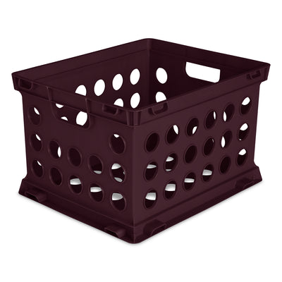 Sterilite 1693 Stackable File Storage Crate Organizers with Handles, Red
