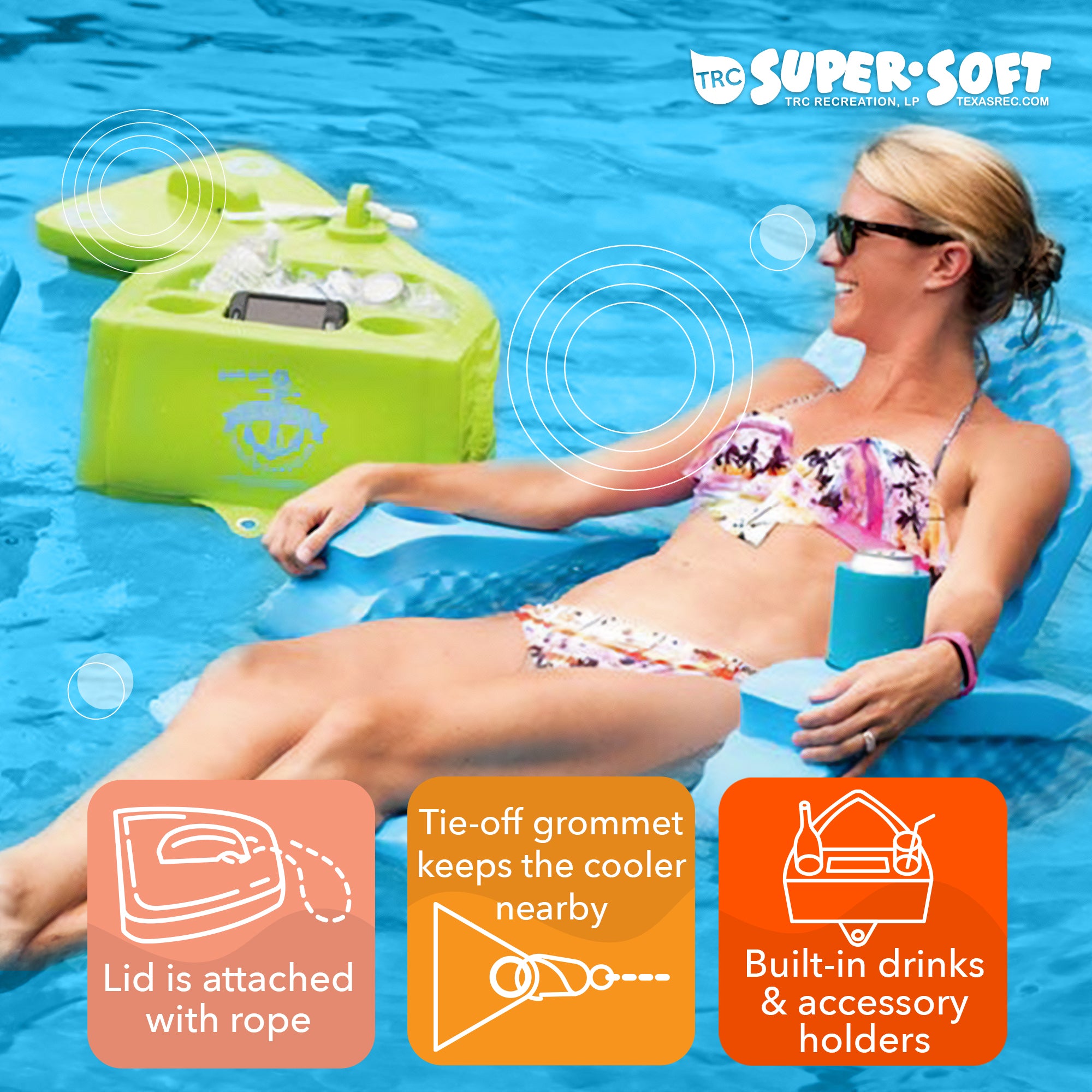 TRC Super Soft SS Goodlife Floating Kooler for Pool/Spa, Bahama Blue (Used) - VMInnovations