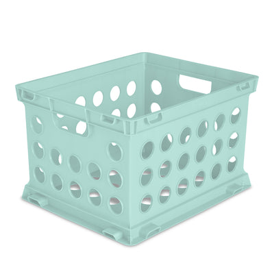 Sterilite 1693 Stackable File Storage Crate Organizers w/ Handles, Teal