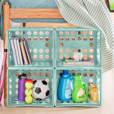 Sterilite 1693 Stackable File Storage Crate Organizers w/ Handles, Teal (6 Pack)