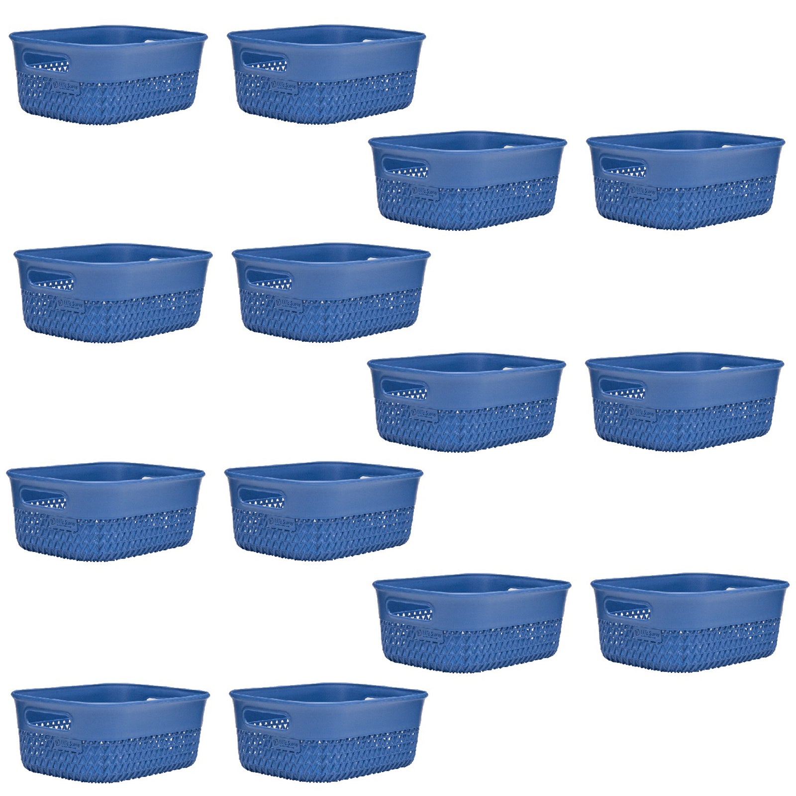 Life Story Lightweight Heavy Duty Storage Woven Basket 4 Quarts, Blue (14 Pack) - VMInnovations
