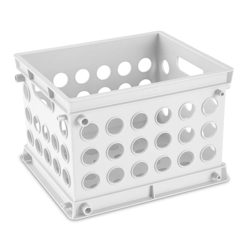 Sterilite Stackable Mini Storage Crate Organizers with Handles, White, (24 Pack)