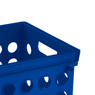 Sterilite Stackable Mini Storage Crate Organizers with Handles, Blue, (24 Pack)