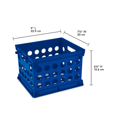 Sterilite Stackable Mini Storage Crate Organizers with Handles, Blue, (24 Pack)