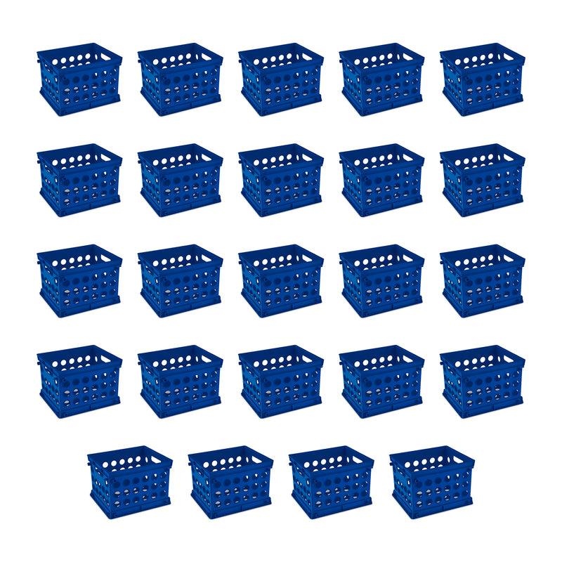 Sterilite Stackable Mini Storage Crate Organizers with Handles, Blue, (48 Pack)