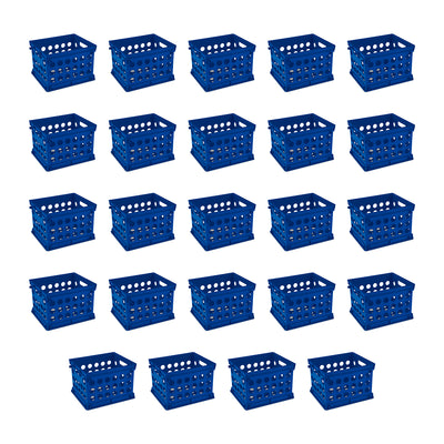 Sterilite Stackable Mini Storage Crate Organizers with Handles, Blue, (24 Pack)