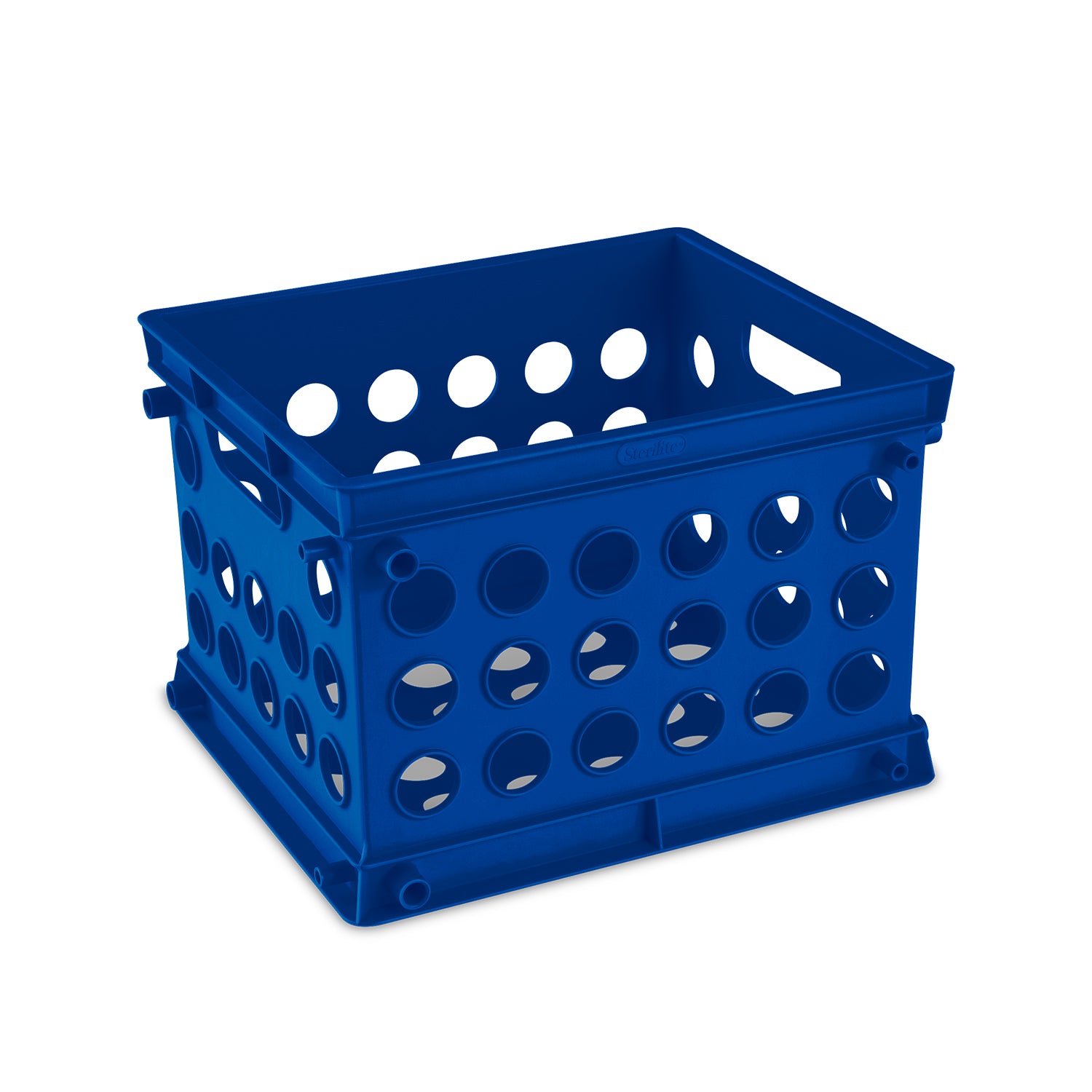 Sterilite Stackable Mini Storage Crate Organizers with Handles, Blue, (24 Pack)
