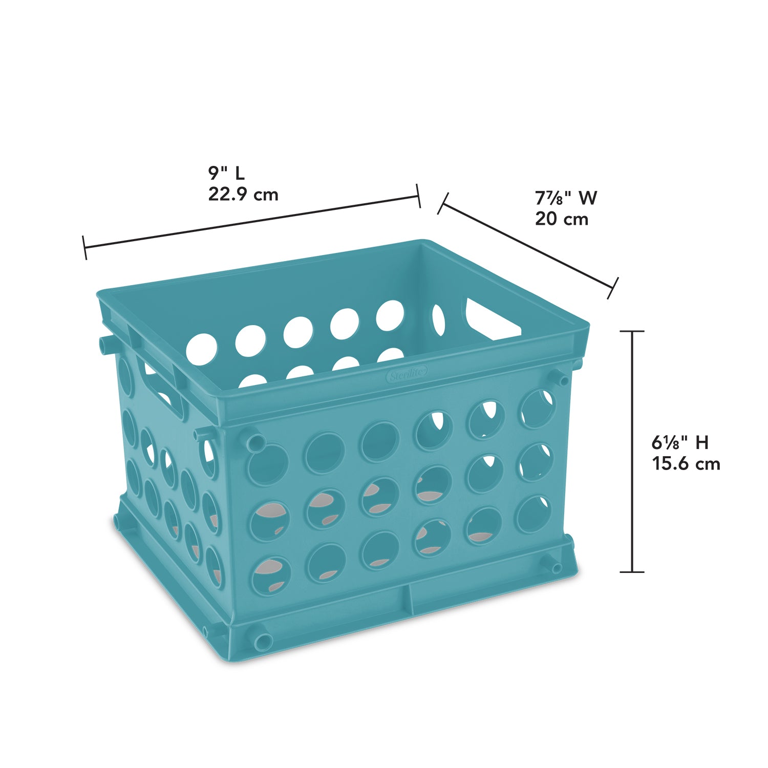 Sterilite Stackable Mini Storage Crate Organizers with Handles, Teal, (24 Pack)
