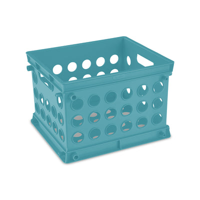 Sterilite Stackable Mini Storage Crate Organizers with Handles, Teal, (24 Pack)