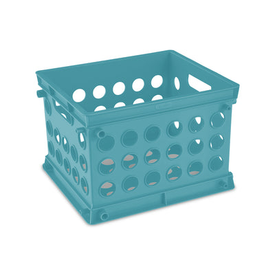 Sterilite Stackable Mini Storage Crate Organizers with Handles, Teal, (48 Pack)