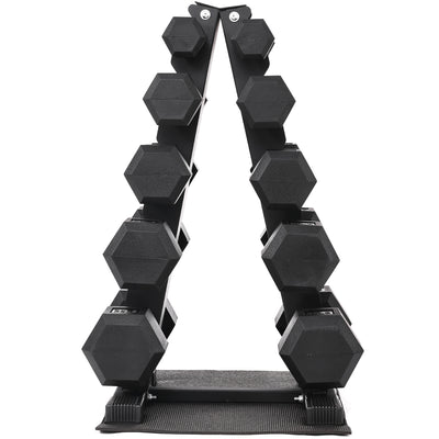 BalanceFrom Dumbbell Set with Stand, Rubber Encased Home Gym Hand Weights, 150lb