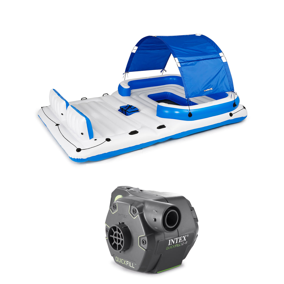 Intex 120 V Quick Fill Cordless Inflatable Air Pump and Bestway Floating Island
