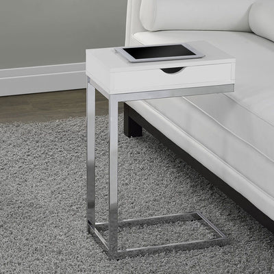 Monarch Specialties Accent End Table with Drawer, Glossy White (4 Pack)