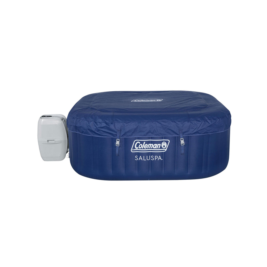 Coleman SaluSpa 4 Person Square Portable Inflatable Hot Tub Spa, Blue (Open Box)