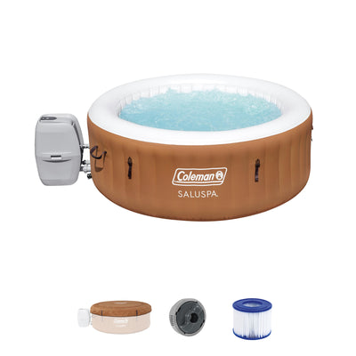 Coleman SaluSpa Ponderosa AirJet Inflatable Round Hot Tub with 120 Jets, Orange - VMInnovations