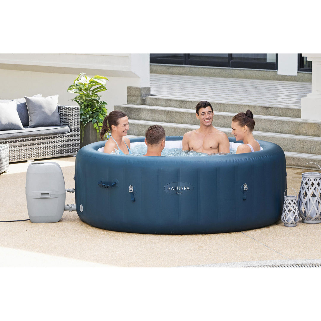 Bestway SaluSpa Milan Airjet Plus Round Inflatable Hot Tub Spa, Blue (Open Box) - VMInnovations