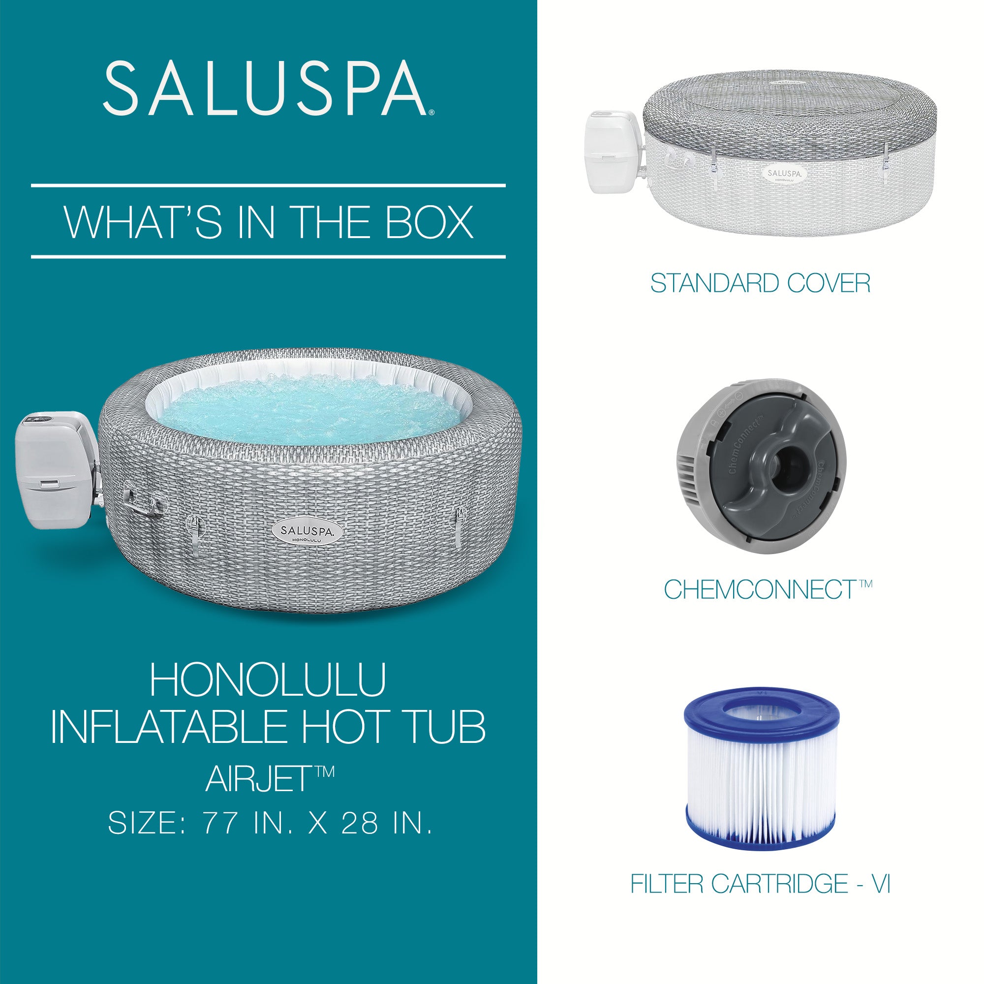 Bestway SaluSpa AirJet 6 Person Honolulu Inflatable Hot Tub Spa (For Parts) - VMInnovations