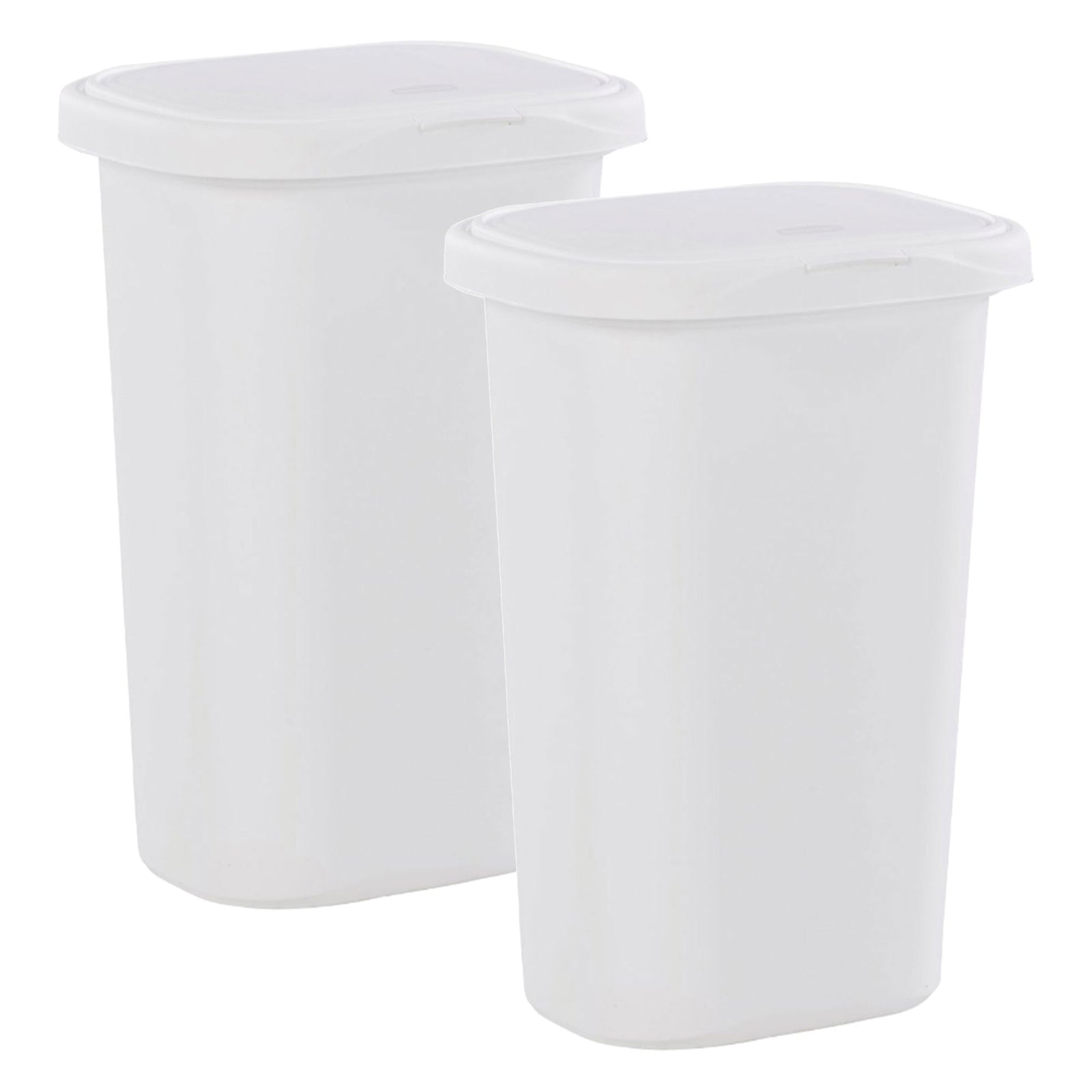 Rubbermaid 13.25 Gallon Rectangular Spring-Top Lid Wastebasket Trash Can, 2 Pack - VMInnovations