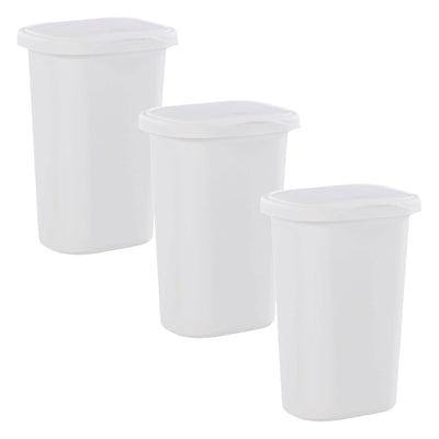 Rubbermaid 13.25 Gallon Rectangular Spring-Top Lid Wastebasket, White (3 Pack) - VMInnovations