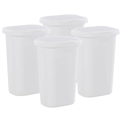 Rubbermaid 13.25 Gallon Rectangular Spring-Top Lid Wastebasket, White (4-Pack)