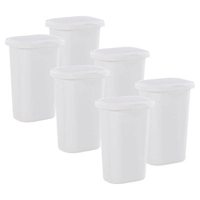 Rubbermaid 13.25 Gallon Rectangular Spring-Top Lid Wastebasket, White (6-Pack)