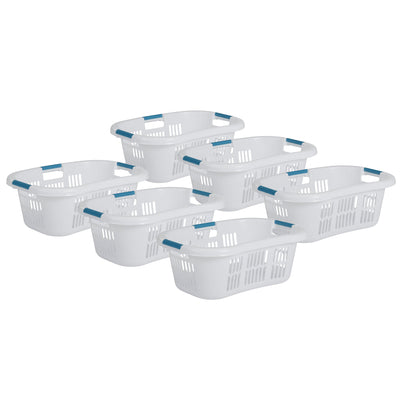 Rubbermaid 2.1-Bushel Small Hip-Hugger Plastic Laundry Basket, White (6-Pack) - VMInnovations