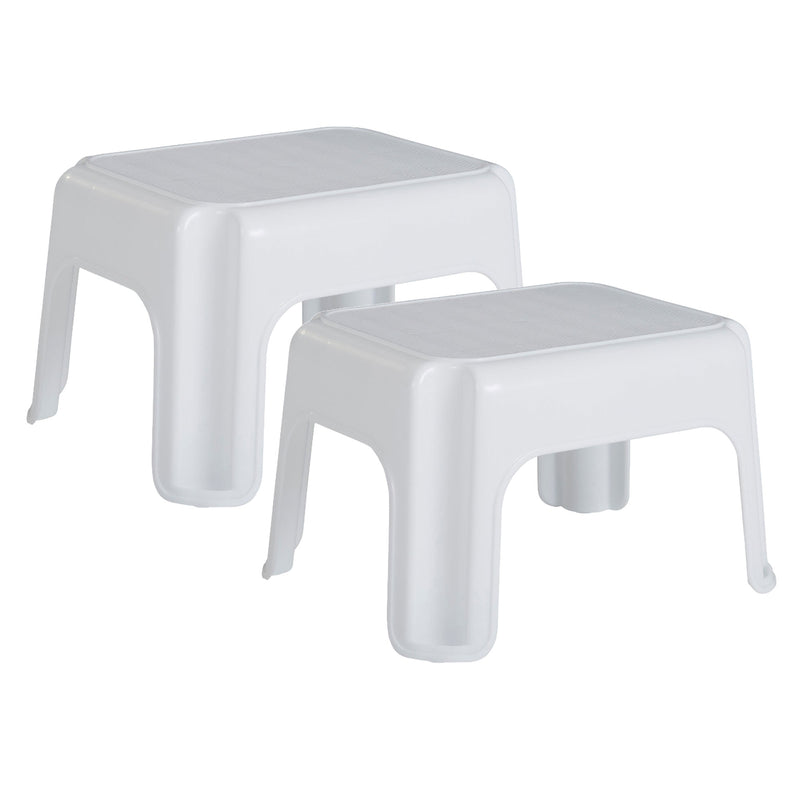 Rubbermaid Durable Plastic Step Stool w/ 300-LB Weight Capacity, White (2-Pack)