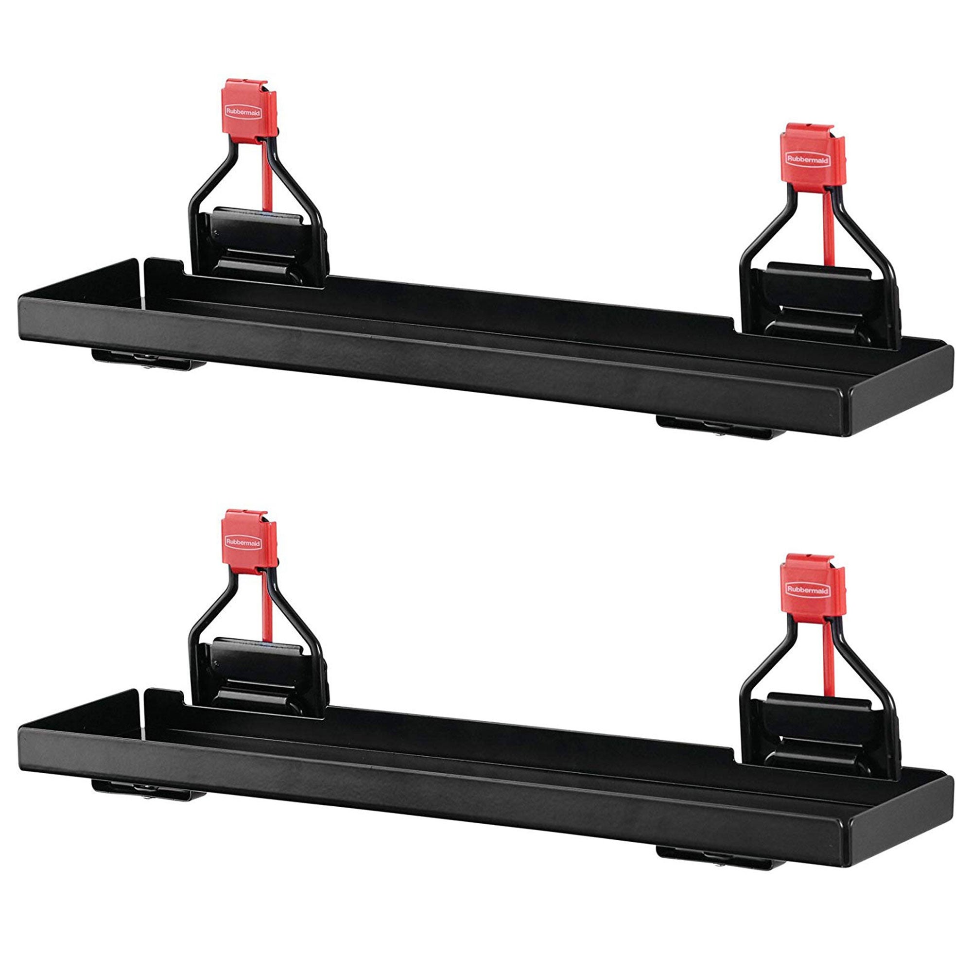 Rubbermaid Outdoor Metal Backyard Storage Shed Accessories Shelf, Black (2 Pack)