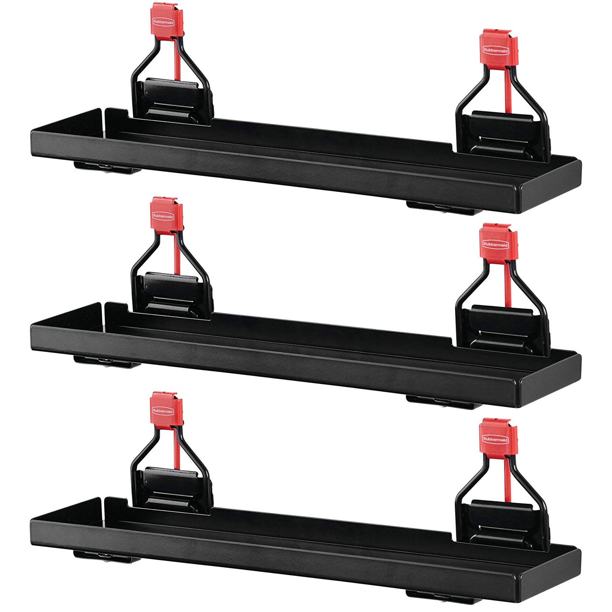 Rubbermaid Outdoor Metal Backyard Storage Shed Accessories Shelf, Black (3 Pack)