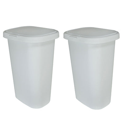 Rubbermaid 13 Gallon Rectangular Spring-Top Lid Wastebasket Trash Can (2 Pack) - VMInnovations
